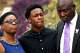 Former Dallas police officer Amber Guyger granted parole 4 Brandt Jean, center, brother of Botham Jean, fights back tears as he attends a news conference outside the Frank Crowley Courts building about the shooting of Botham Jean by Dallas police officer Amber Guyger. He was joined by his mother, Allison Jean, and attorney Benjamin Crump.