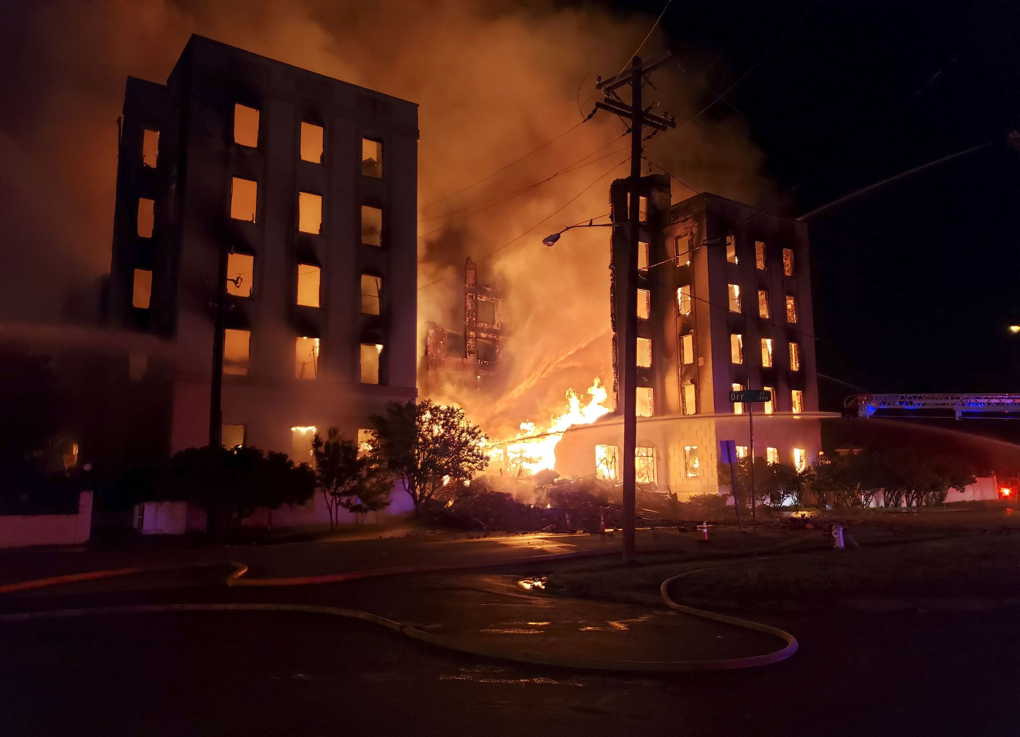 Crews demolish facade of Ambassador after fire destroys Dallas