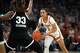 Texas Longhorns guard Jordan Lee (7) dribbles the ball during the game against Mississippi State at the Moody Center on Sunday, Feb. 22, 2026 in Austin.
