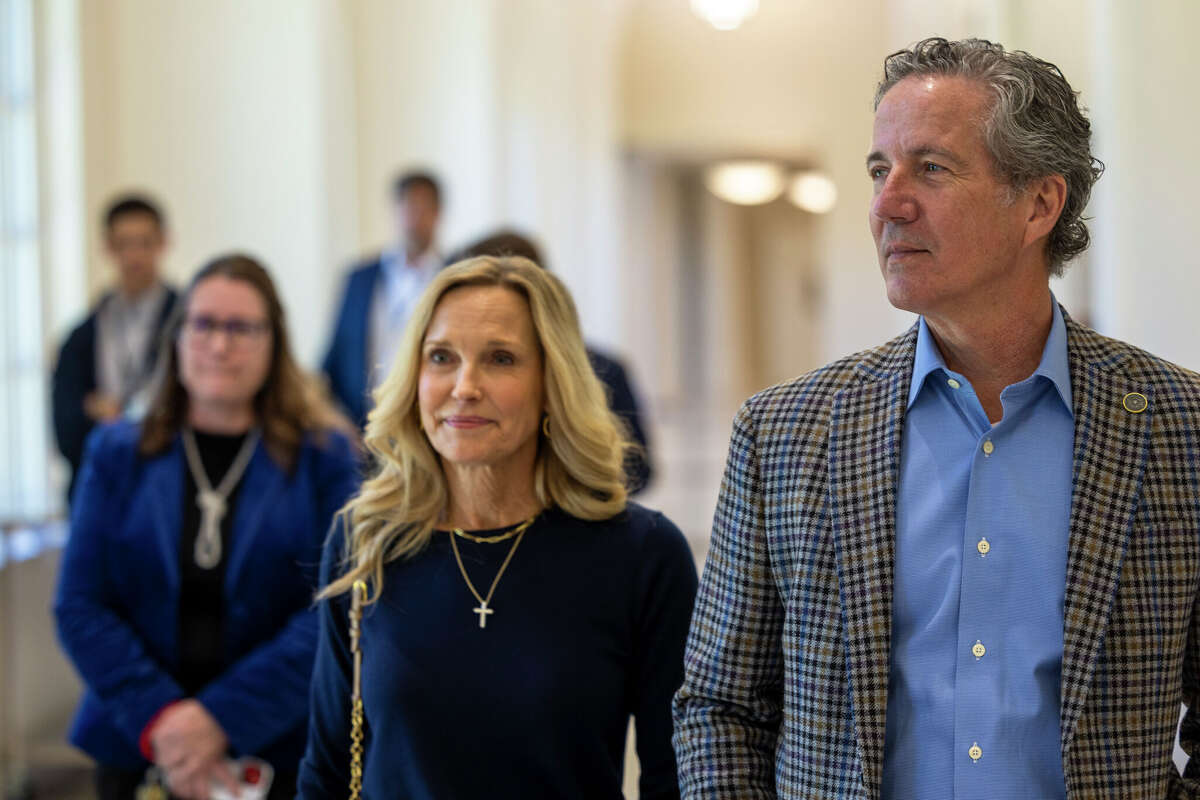 Texas Comptroller Kelly Hancock and his wife Robin Hancock tours Cornerstone Christian Schools Thursday, Feb. 5, 2026, San Antonio. Part of the statewide launch of the Texas Education Freedom Accounts (TEFA) program.