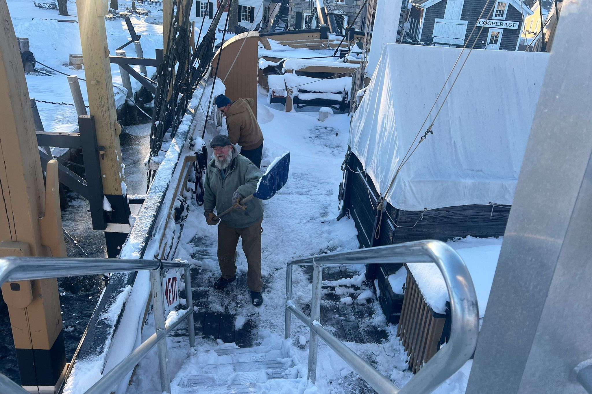 With rubber shovels and grit, Mystic Seaport workers dig out historic whaling...