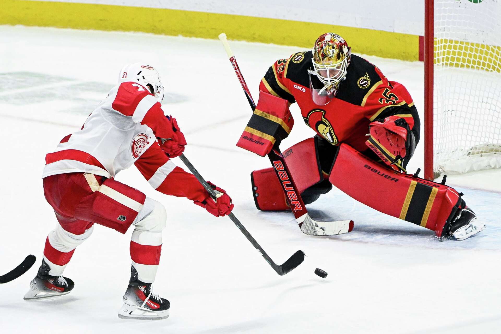 Dylan Larkin skating for Detroit in 2026