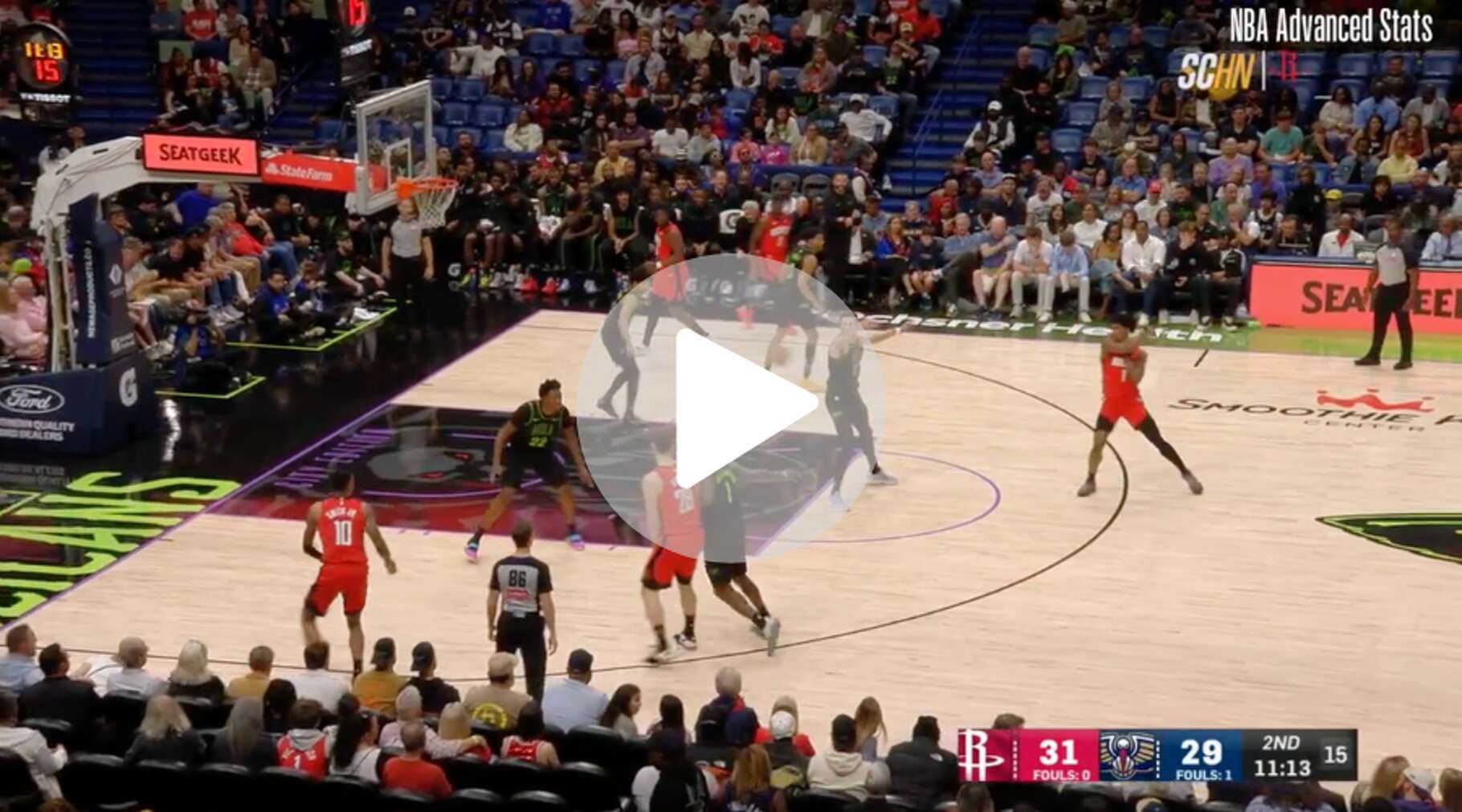 YouTube screengrab from Rockets-Pelicans for newsletter.