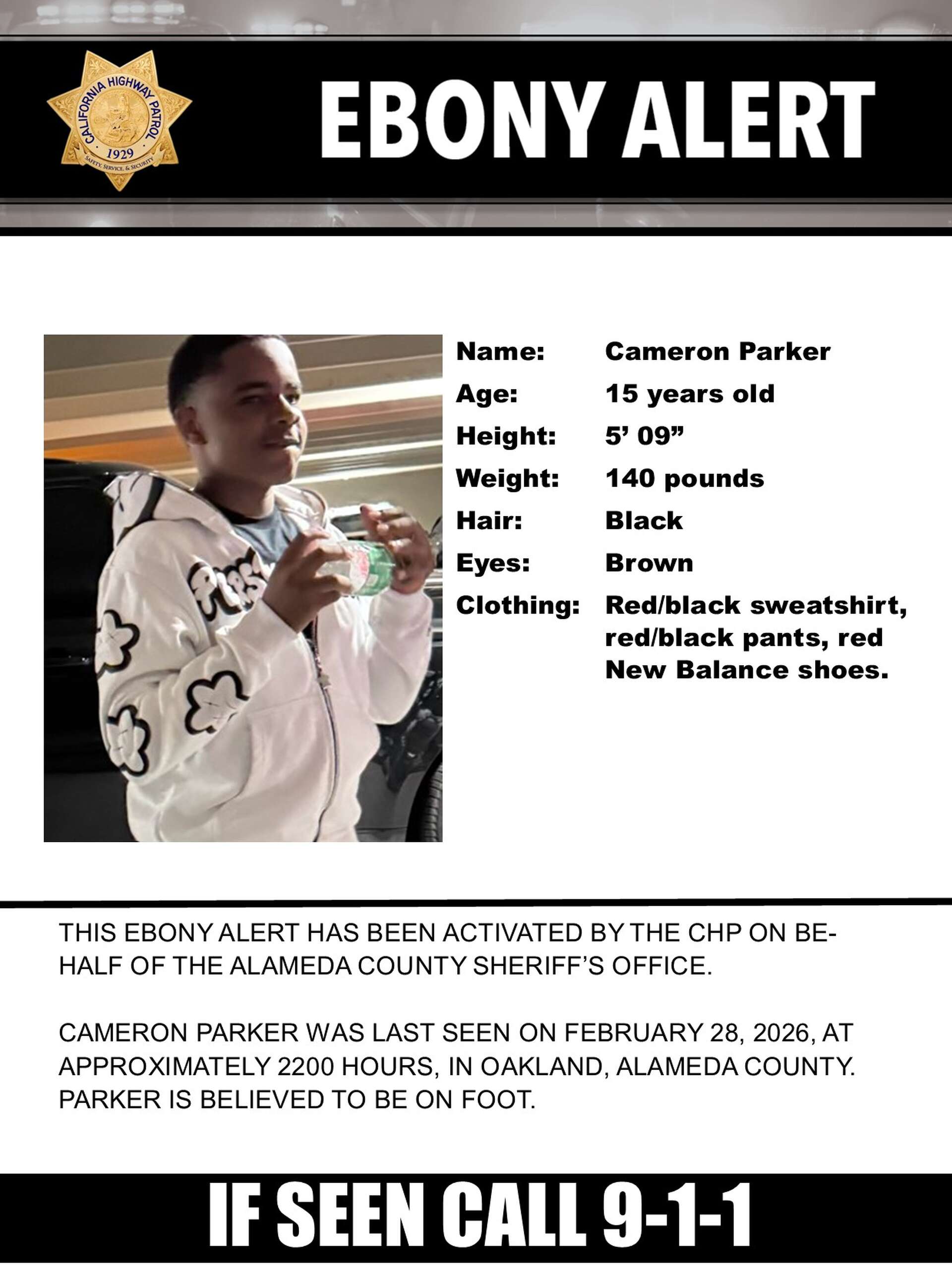 Alameda Co.: Ebony Alert Issued For Missing 15-Year-Old