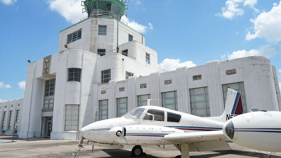 The exterior of the 1940 Air Terminal Museum on Friday, July 21, 2023 in Houston.