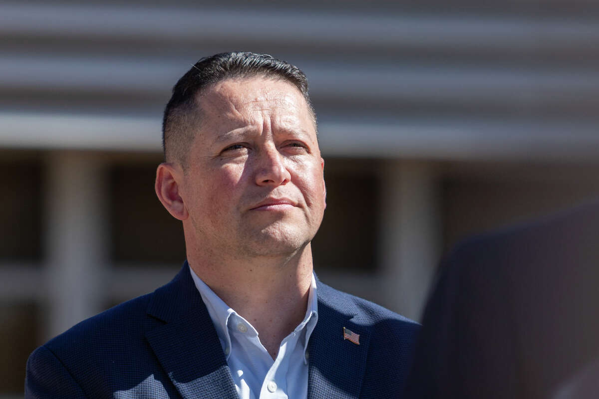 U.S. Rep. Tony Gonzales, R-San Antonio, listens during a press conference about school safety enhancements in NEISD in front of the new Wilshire Safety Training Center on Feb. 6, 2026.