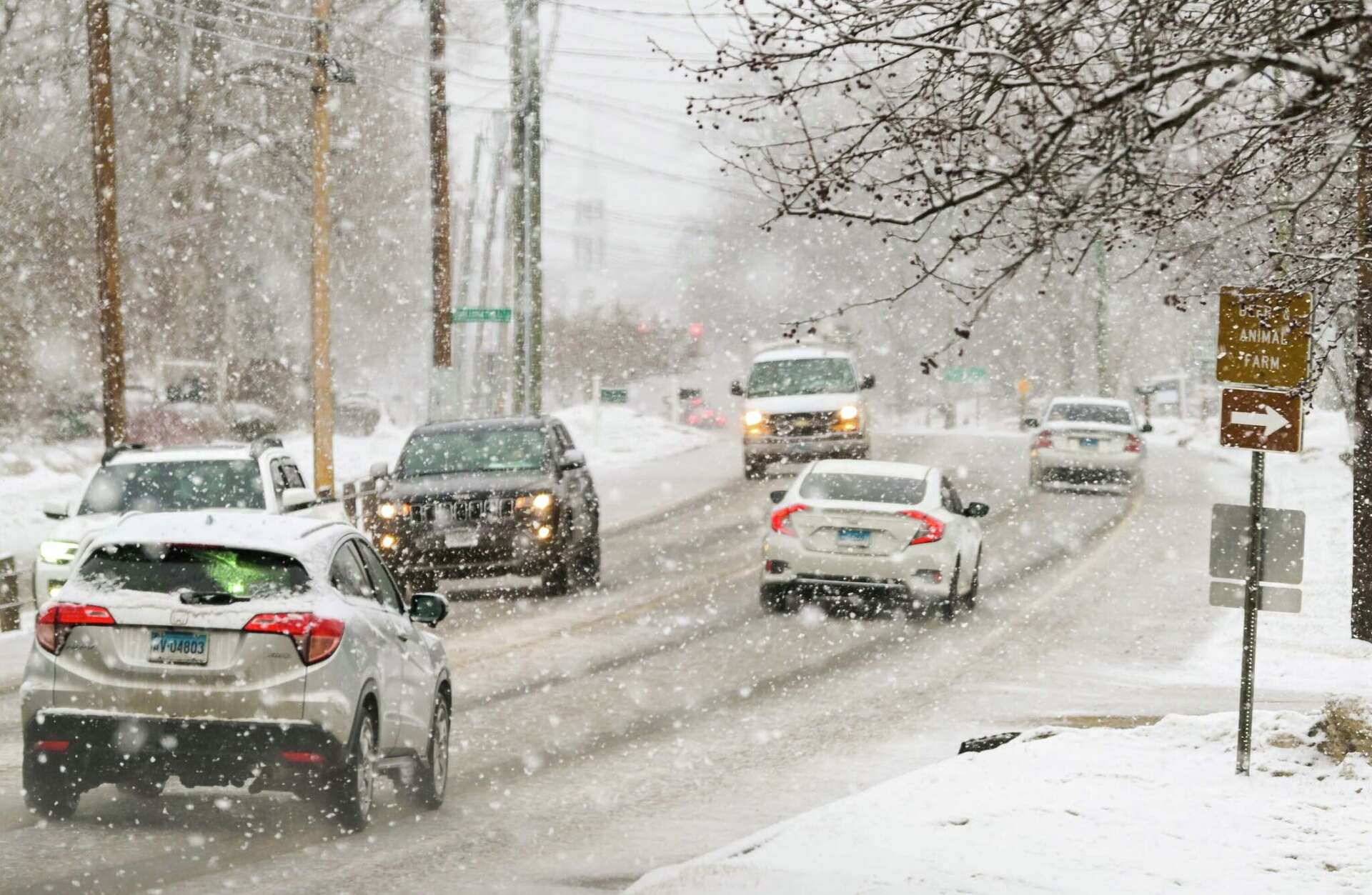 Snow and ice hit CT, leaving roads slick for Tuesday evening commute