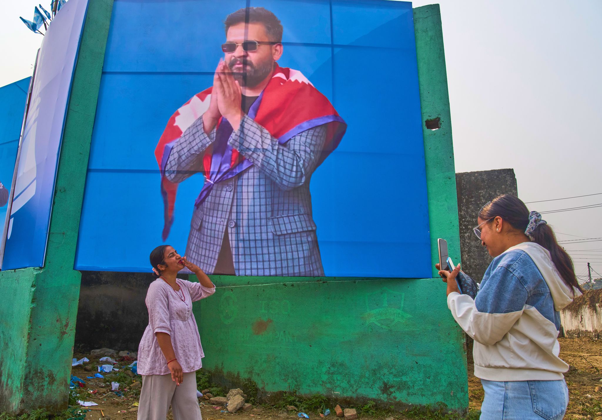 Photos of Nepali former rapper drawing crowds to his campaign for prime ...