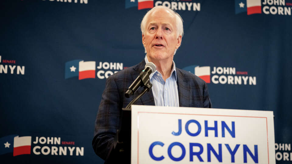 U.S. Sen. John Cornyn, R-Texas, speaks to the press, acknowledging he will face a run-off with Texas Attorney General Ken Paxton in the race for U.S. Senate after the Texas Republican primary election, March 3, 2026 at the Austin Marriott Downtown in Austin, Texas.