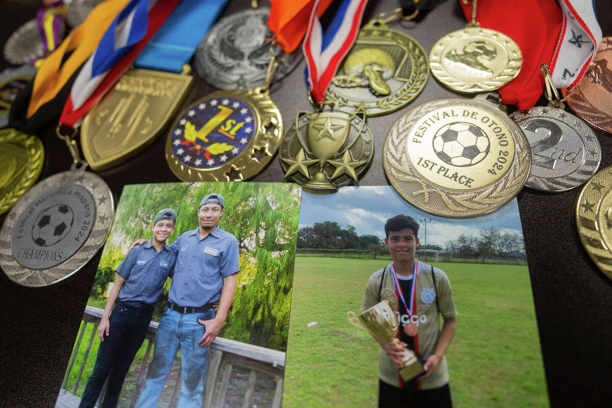 Mauro Rigoberto Henriquez-Alfaro, 44, left, and his son Mauro Yosueth Henriquez-Sanchez,18, both of Houston, TX, are seen in family photographs. The father and son were detained by ICE on Dec. 16.