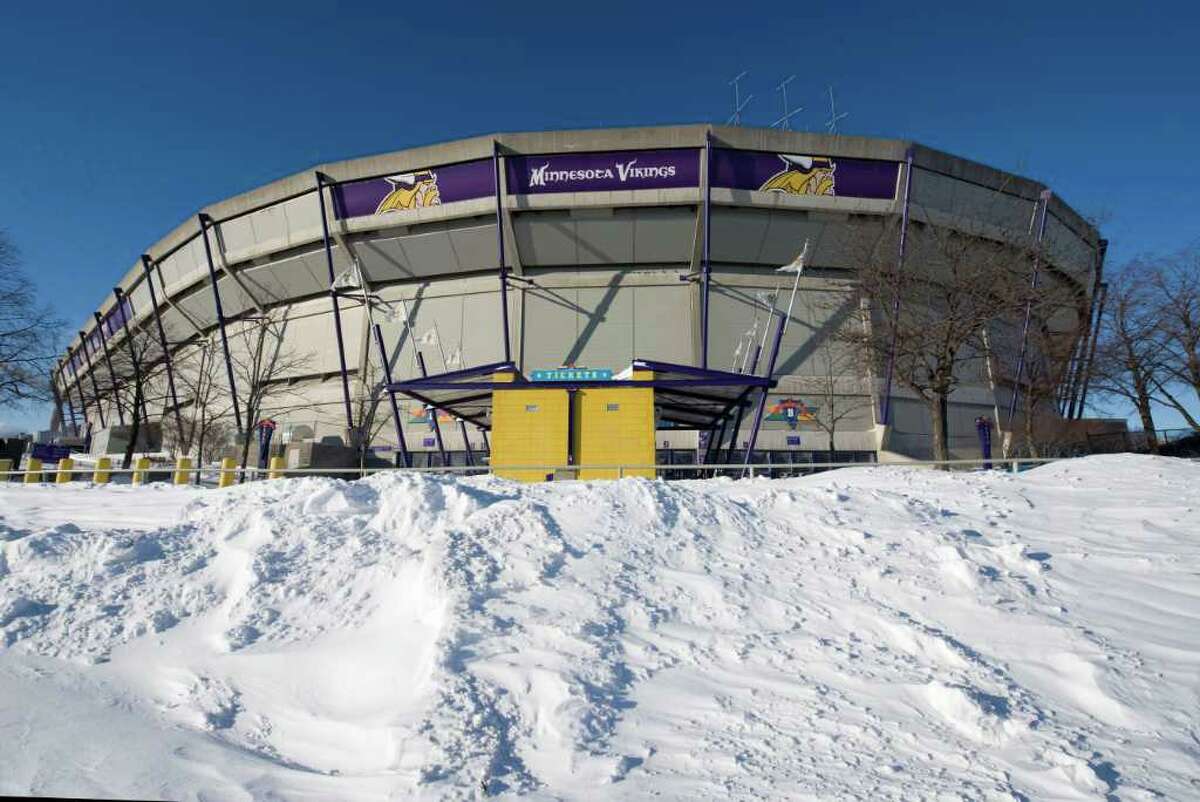 MINNEAPOLIS, MN - DECEMBER 12: Snow surrounds the Hubert H. Humphrey Metrodome, Mall of America Stadium where the inflatable roof collapsed under the weight of snow during a storm Sunday morning December 12, 2010 in Minneapolis, Minnesota. A blizzard dumped more than 20 inches of snow in parts of the Midwest forcing the NFL football game between the New York Giants and the Minnesota Vikings to be postponed till Monday and will be played in Detroit's Ford Field. There were no injuries reported from the collapse of the dome. (Photo by Tom Dahlin/Getty Images)