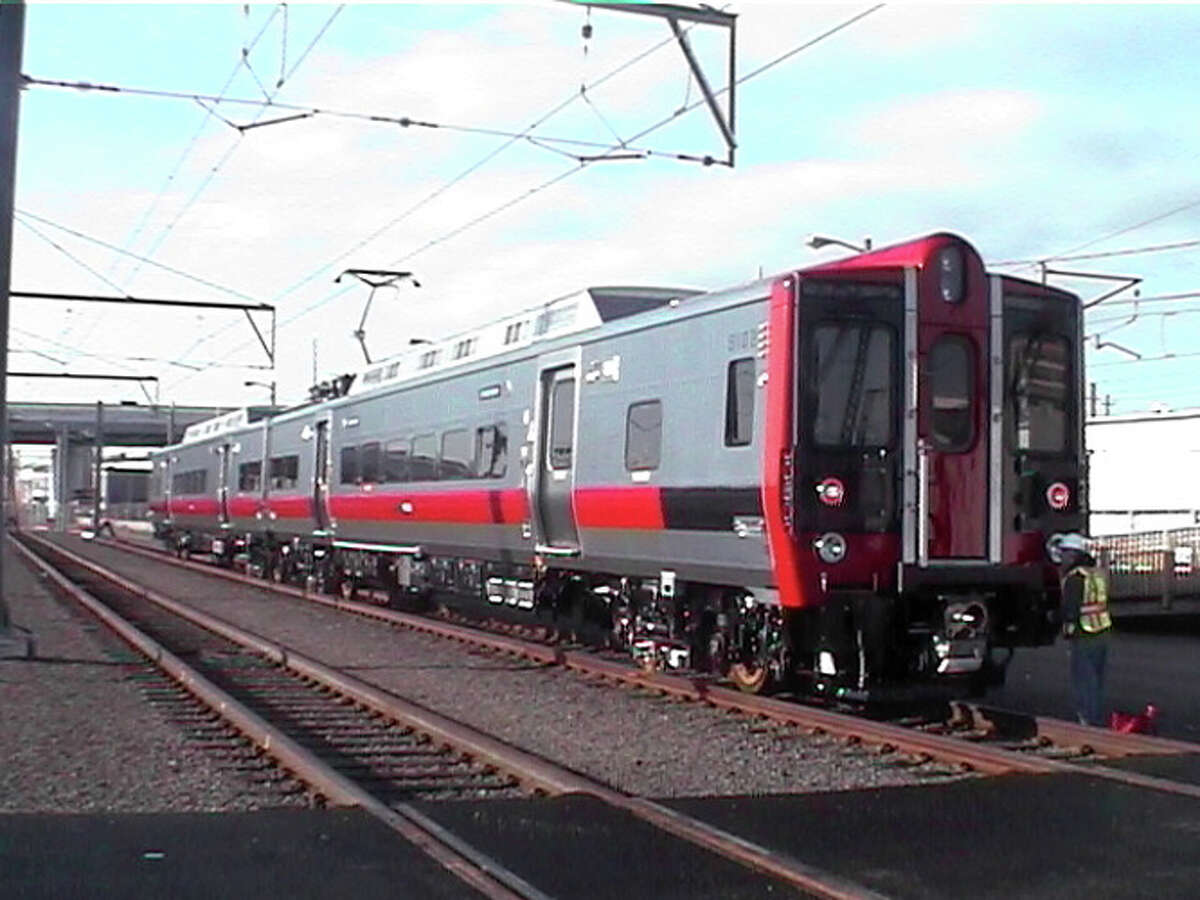 One of the Metro-North Railroad's eight new M-8 railcars is shown.