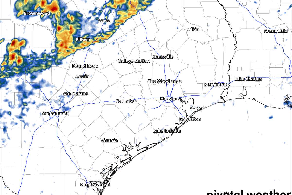 This map of Southeast Texas shows a line of strong storms approaching the Brazos Valley Saturday afternoon.