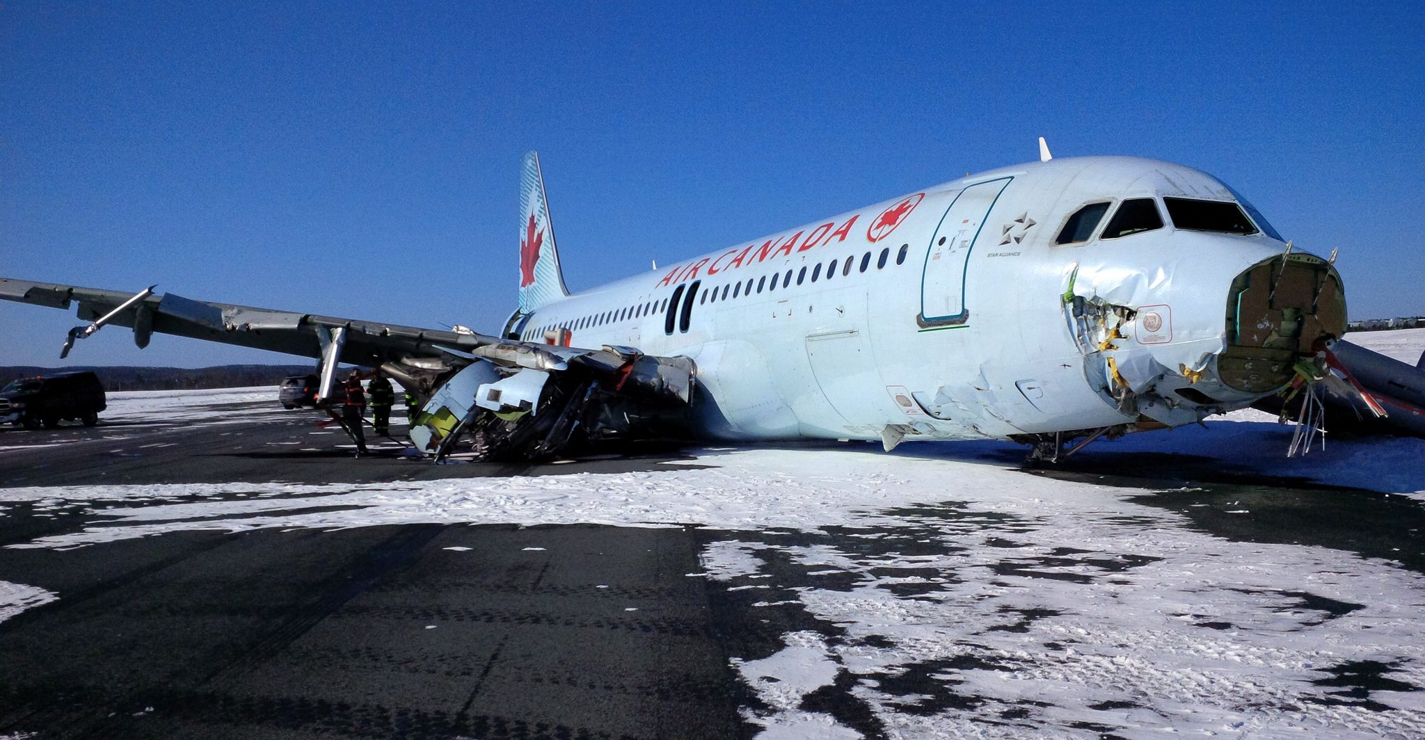 Close call for 138 as Air Canada jetliner lands hard and skids off runway