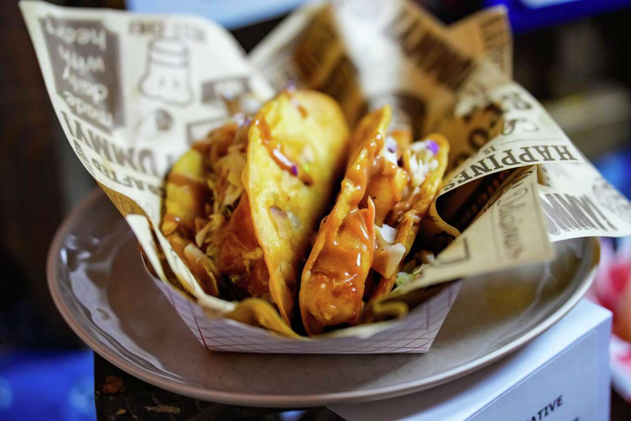 Brisket Cheese Curd Tacos are photographed during the Gold Buckle Foodie Awards judging at 1932 Cattleman's Club during the Houston Livestock Show and Rodeo at NRG Park in Houston on Thursday, March 5, 2026.