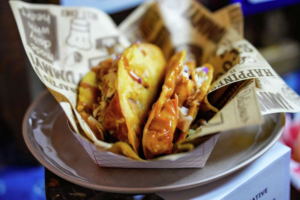 Brisket Cheese Curd Tacos are photographed during the Gold Buckle Foodie Awards judging at 1932 Cattleman's Club during the Houston Livestock Show and Rodeo at NRG Park in Houston on Thursday, March 5, 2026.