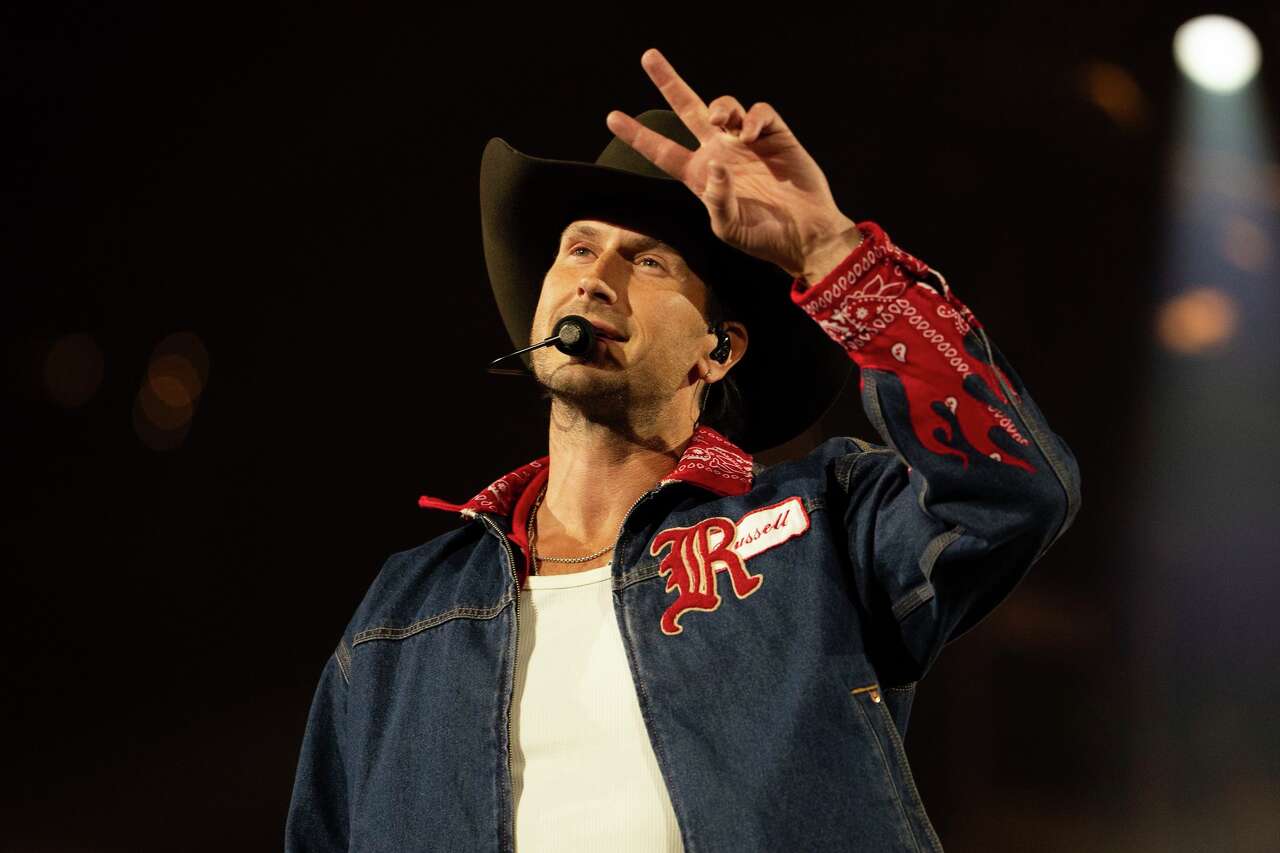 Russell Dickerson performs in concert during the Houston Livestock Show and Rodeo at NRG Park in Houston, Thursday, March 5, 2026.