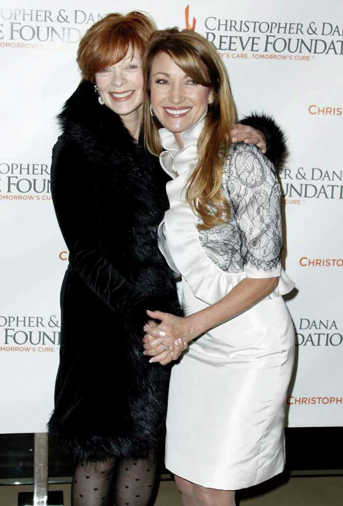 Actresses Jane Seymour, right, and Frances Fisher pose at the 4th Annual Christopher and Dana Reeve Foundation Gala in Beverly Hills, Calif., on Dec. 2, 2008.