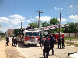 Man climbs up telephone pole in Southern Dallas, refuses to come down