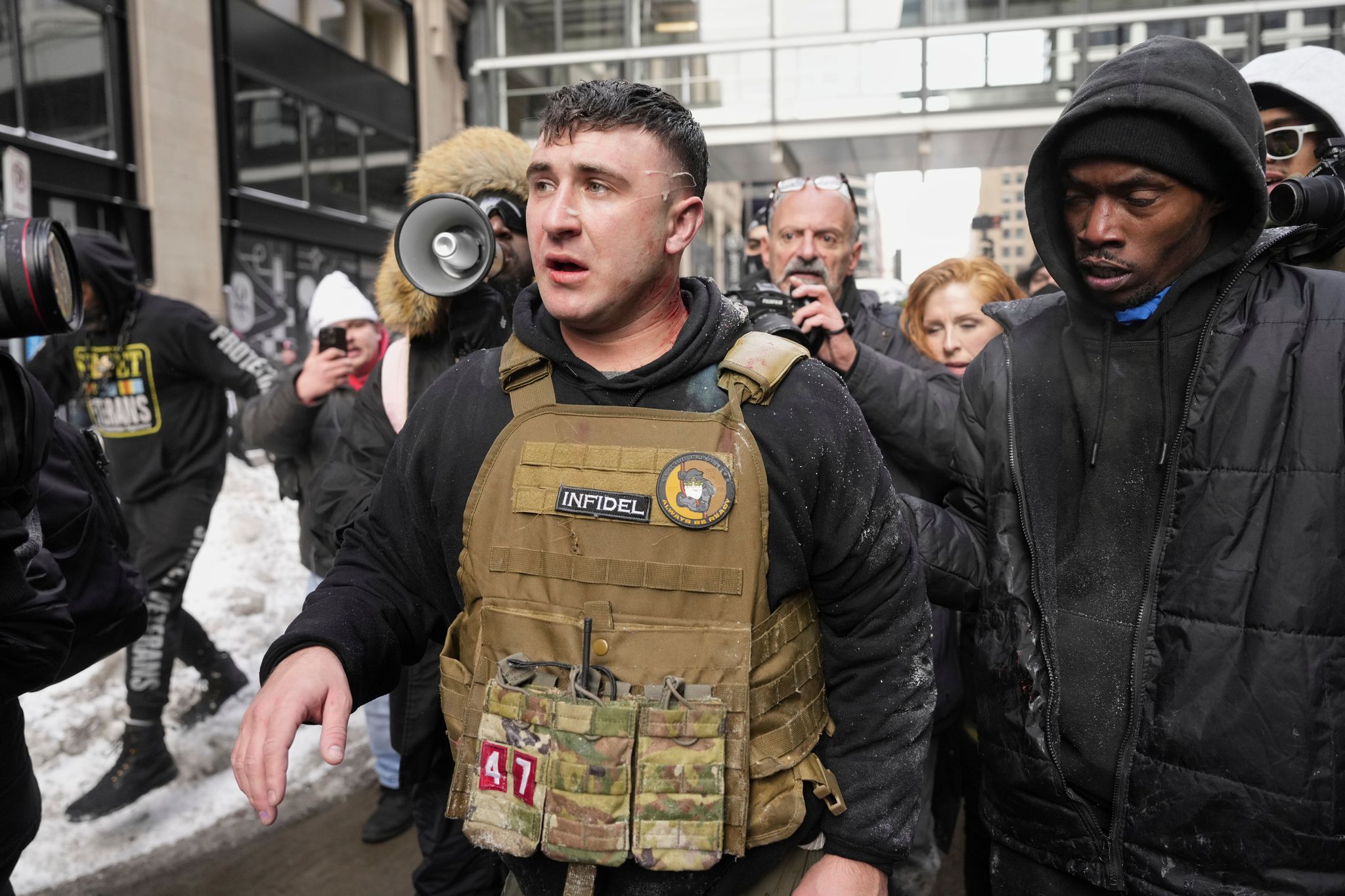 Police investigating after device thrown at anti-Islam protest in New ...