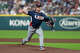 Team USA starting pitcher Logan Webb throws during a World Baseball Classic Pool B game against Team Brazil on Friday in Houston.