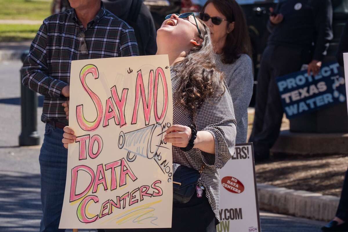 A Waco-area woman protested the development of a data center in her community last month at the Texas State Capitol.