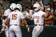 The Texas Longhorns celebrate a home run by infielder Casey Borba (31) during the game against Ole Miss at UFCU Disch-Falk Field on Friday, March 13, 2026 in Austin.