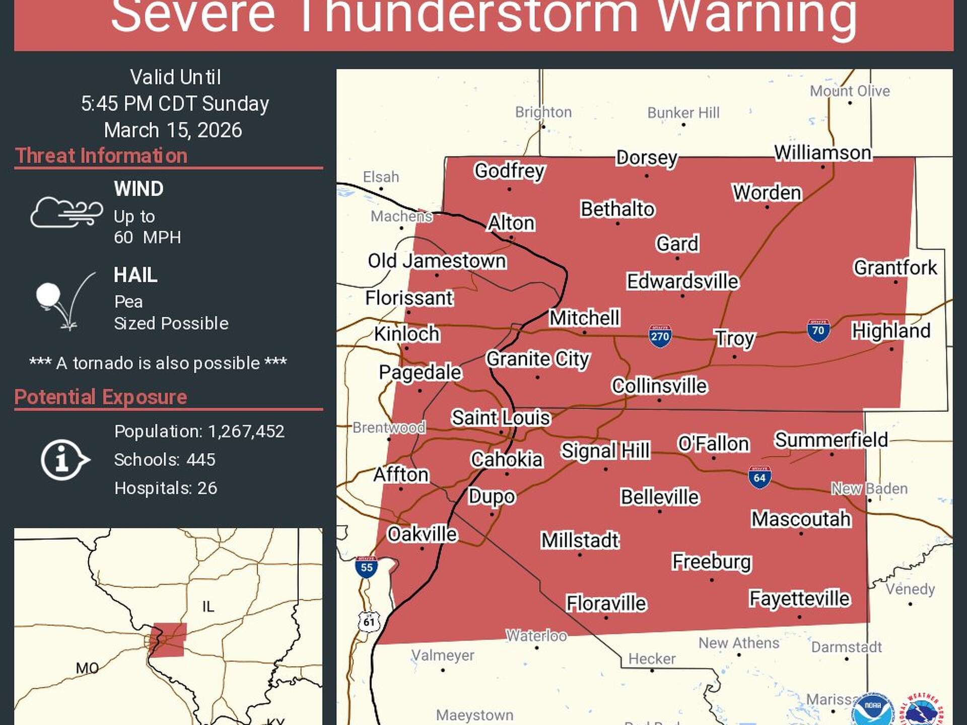 EXPIRED: Tornado warning in effect for St. Louis Metro East