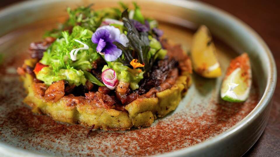 Memelita is shown at Late August in Houston, Monday, March 16, 2026. Late August explores the African-American and Mexican culinary heritage of Chef's Chris Williams and Sergio Hidalgo, at ION District in the former Sears building.