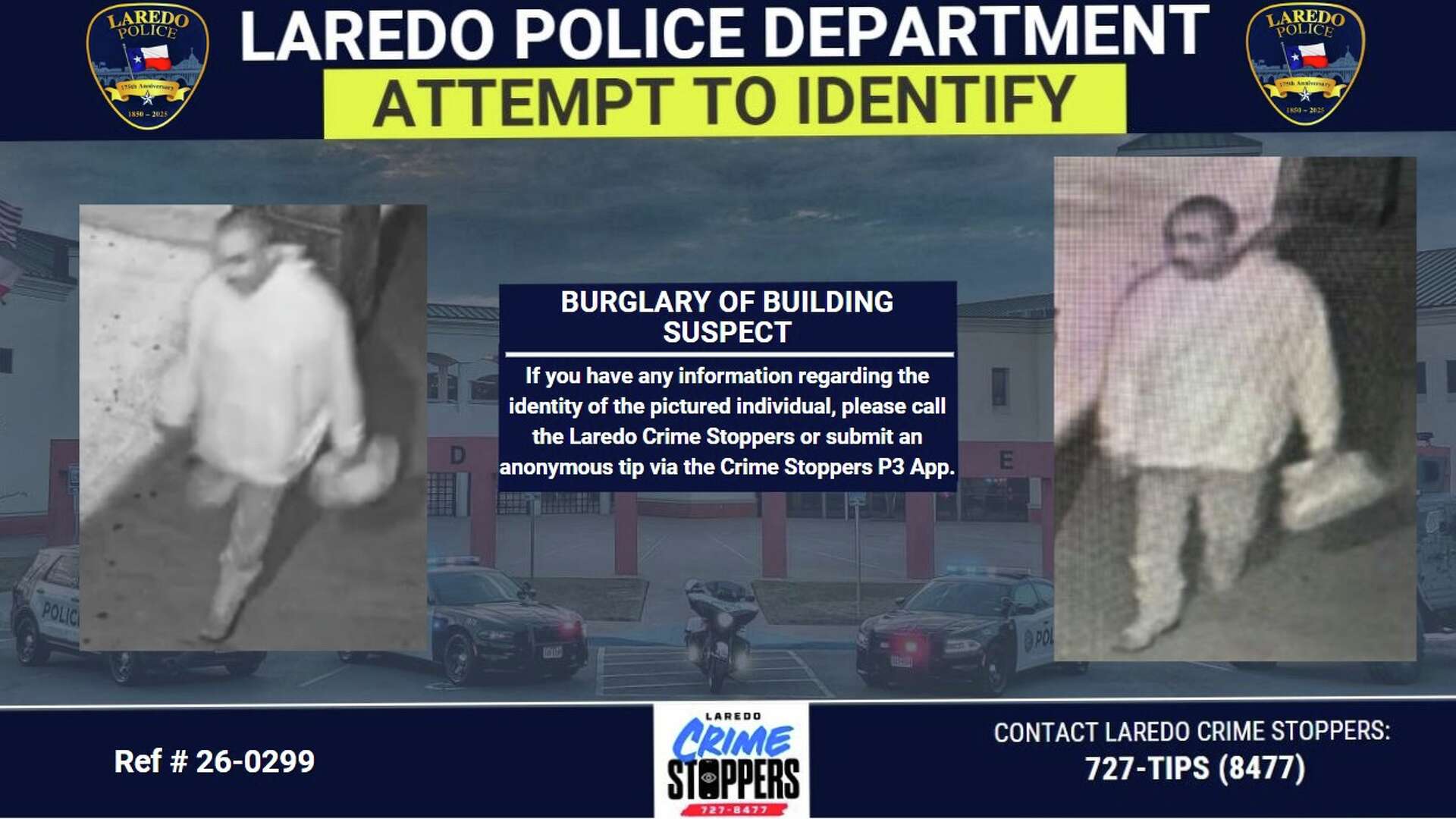 Laredo police offer up to $1,000 for help locating burglary suspect
