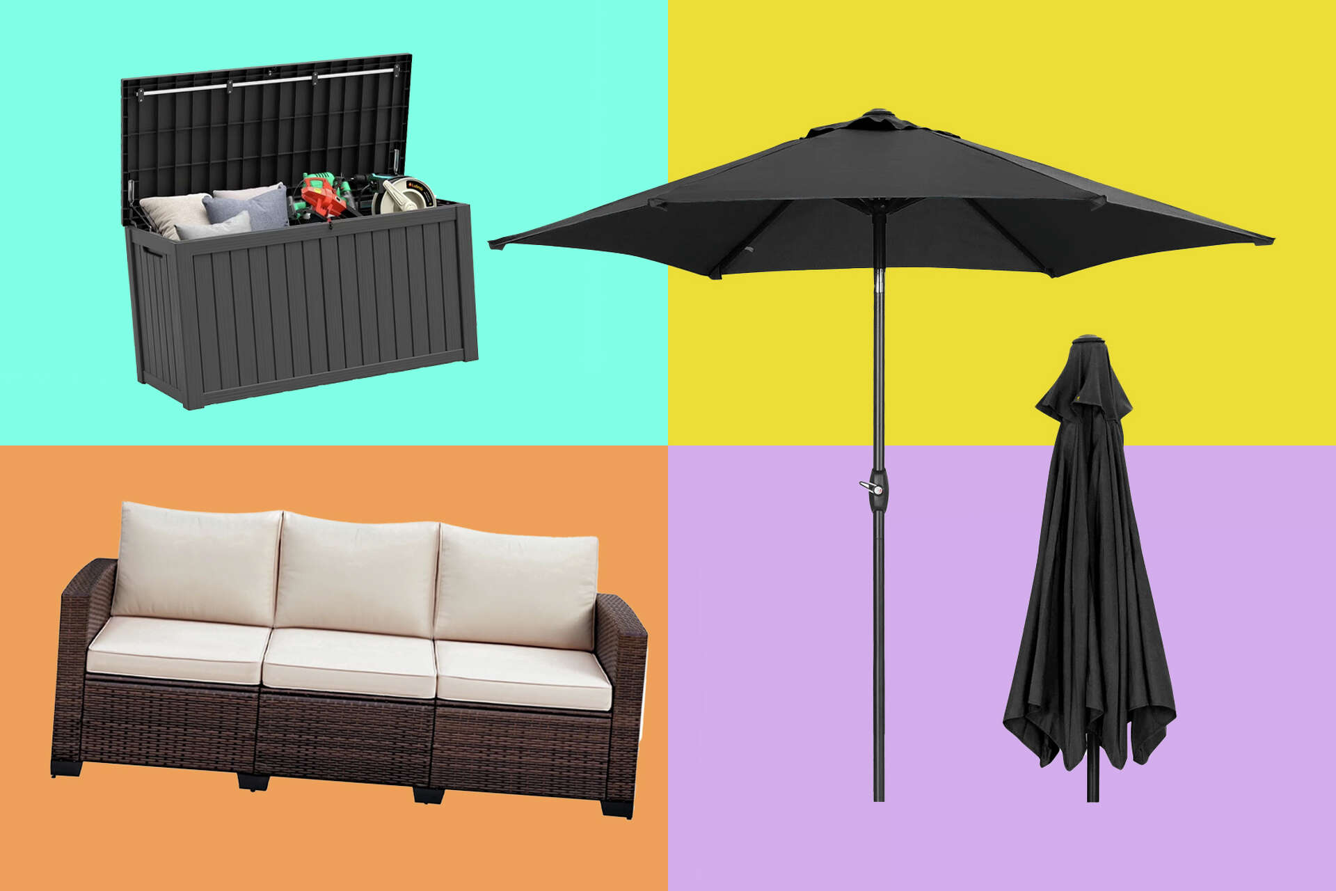 colorful patio umbrellas walmart Rainbow 8 Ft Beach Umbrella with Tellon Coated Weatherproof Polyester Cover and Carry Bag / Uvf 50+ : : Patio, Lawn & Garden keeping you and your guests completely comfortable Walmart patio deals are already