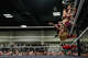 Tokyo Joshi Pro Wrestler Miyu Yamashita suspends Shoko Nakajima from the top rope during their match in the all-female Texas Stampede showcase during South by Southwest in Austin, Wednesday, March 18, 2026. Joshi Pro Wrestling blends WWE-style combat entertainment and Japanese pop idol culture into wrestling performances.