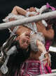 Tokyo Joshi Pro Wrestler Mizuki is carried by Miu Watanabe as they wrestle in the all-female Texas Stampede showcase during South by Southwest in Austin, Wednesday, March 18, 2026. Joshi Pro Wrestling blends WWE-style combat entertainment and Japanese pop idol culture into wrestling performances.
