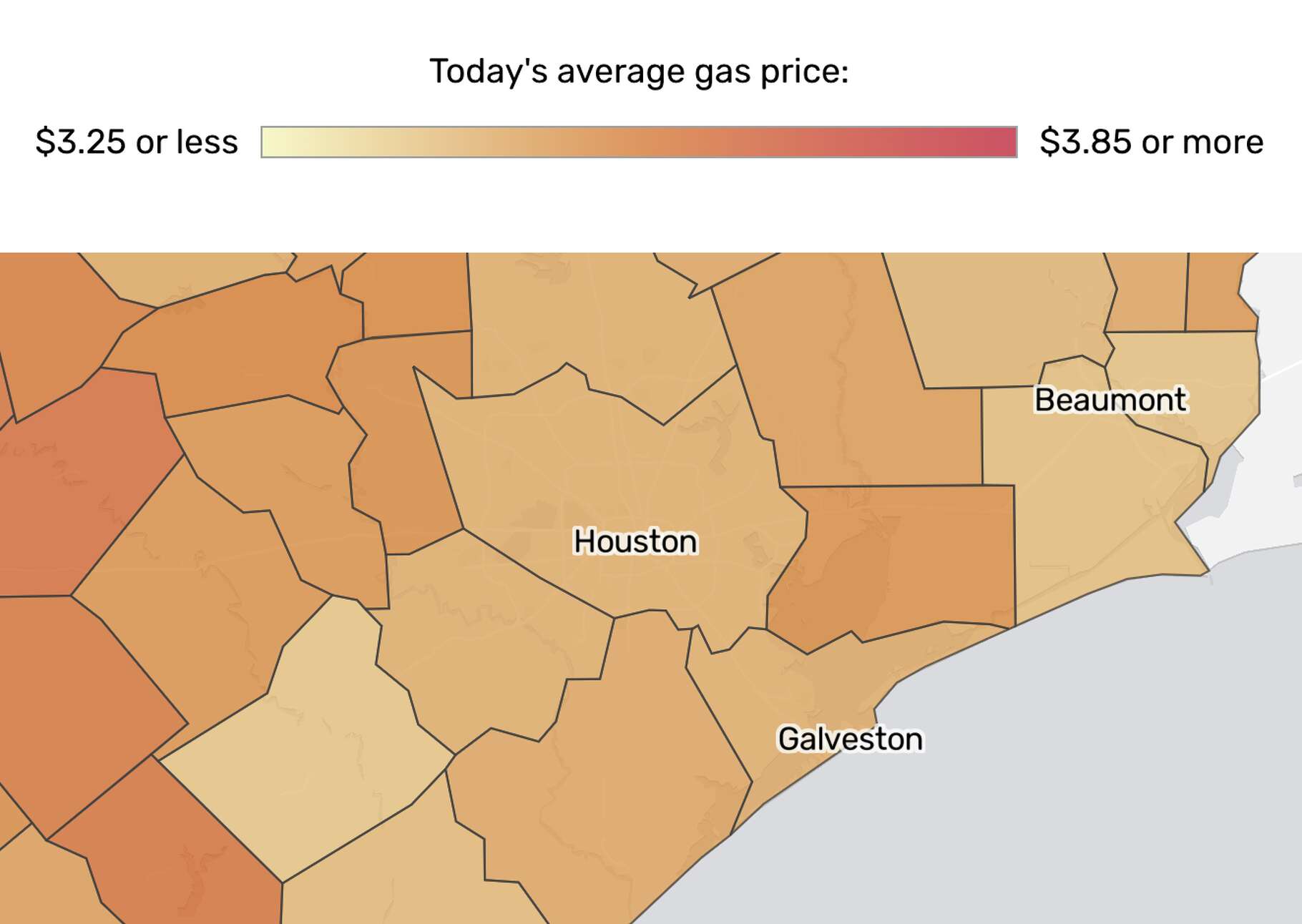 Live Texas gas prices in your county, mapped. 