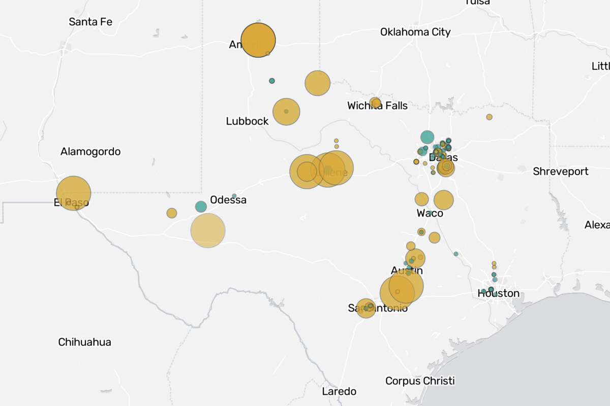 An interactive map of operating and planned data centers in Texas, with data from Cleanview, a company that tracks data center projects