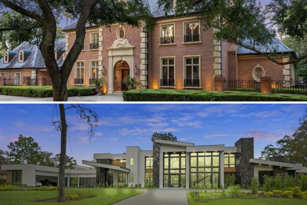 12 Timberwilde Lane (top) and 6 Estancia Place led Houston's most expensive home sales in February 2026.