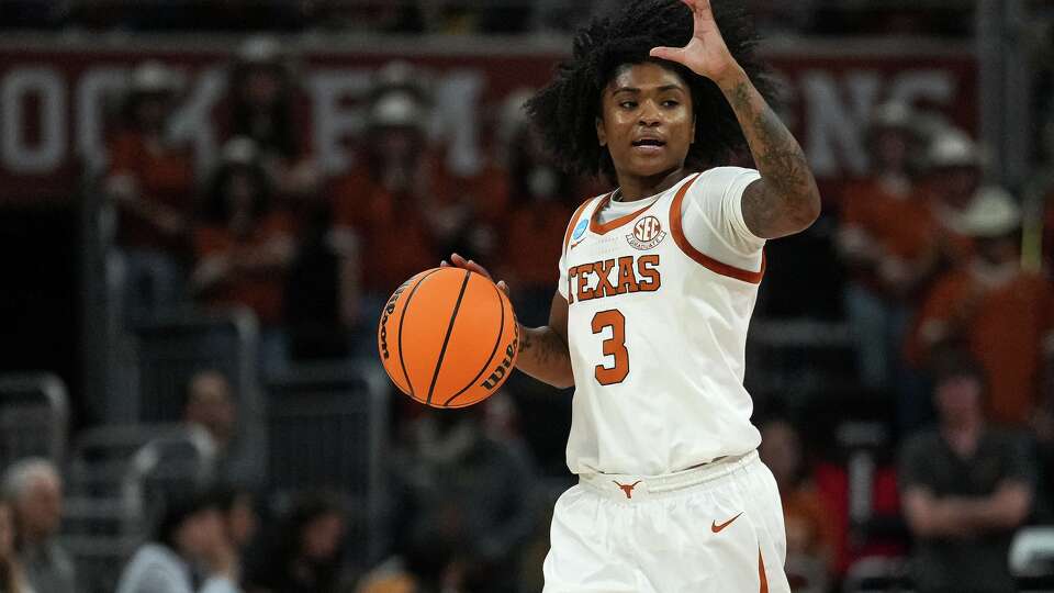 Texas Longhorns guard Rori Harmon (3) directs her team during the second round of the NCAA Women's Basketball Tournament against Oregon at the Moody Center on Sunday, March 22, 2026 in Austin.