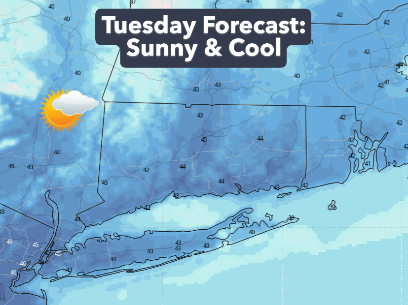 Cool and sunny in CT Tuesday, warming up later this week