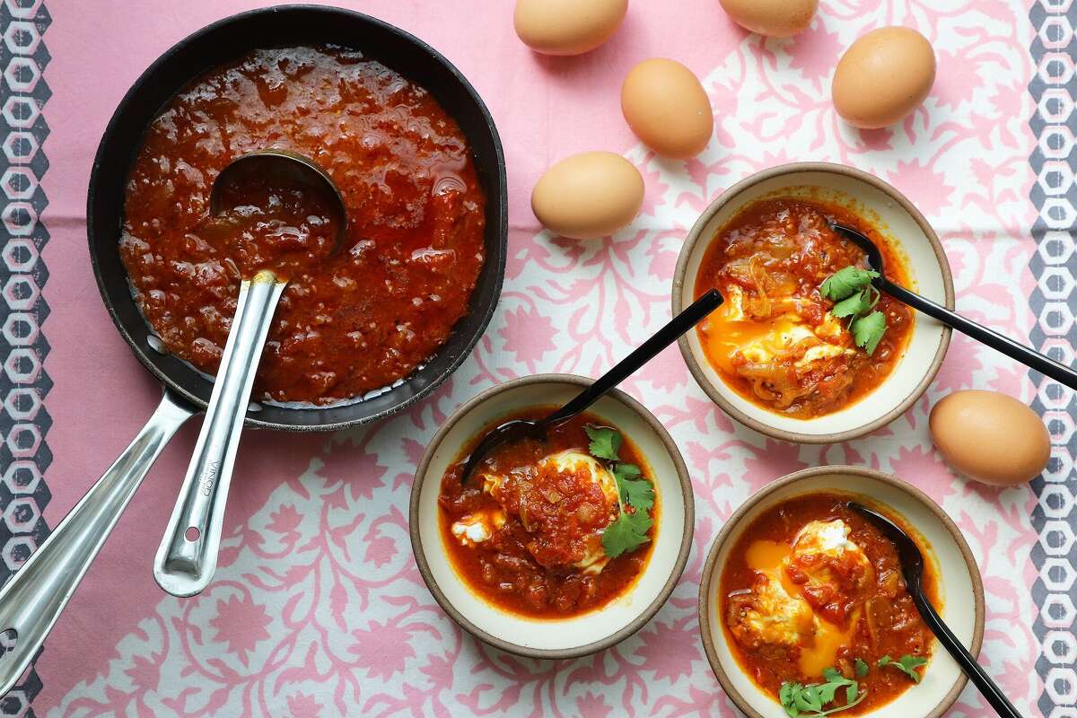 Poached eggs in tomato by Anita Jaisinghani