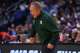 Michigan State head coach Tom Izzo celebrates during the second half against Louisville in the second round of the NCAA college basketball tournament, Saturday, March 21, 2026, in Buffalo, N.Y. (AP Photo/Jeffrey T. Barnes)