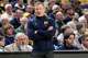 Michigan head coach Dusty May looks on during the first half against Saint Louis in the second round of the NCAA college basketball tournament, Saturday, March 21, 2026, in Buffalo, N.Y. (AP Photo/Yuki Iwamura)