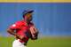 Bennett’s J.T. Durden jogs toward the dugout from the outfield during a high school sports academy baseball game in Houston, Wednesday, March 25, 2026.