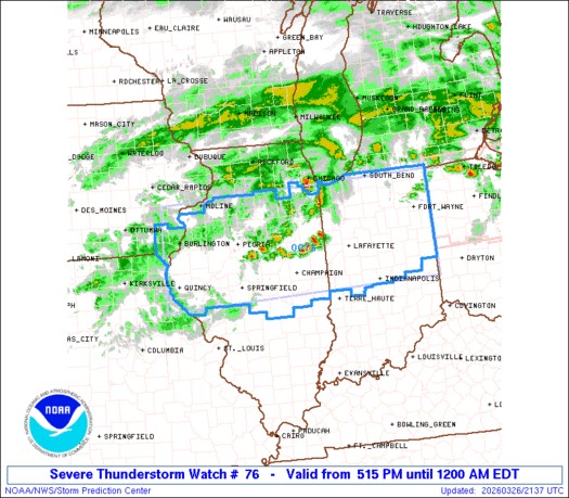 Severe thunderstorm watch issued for Central Illinois