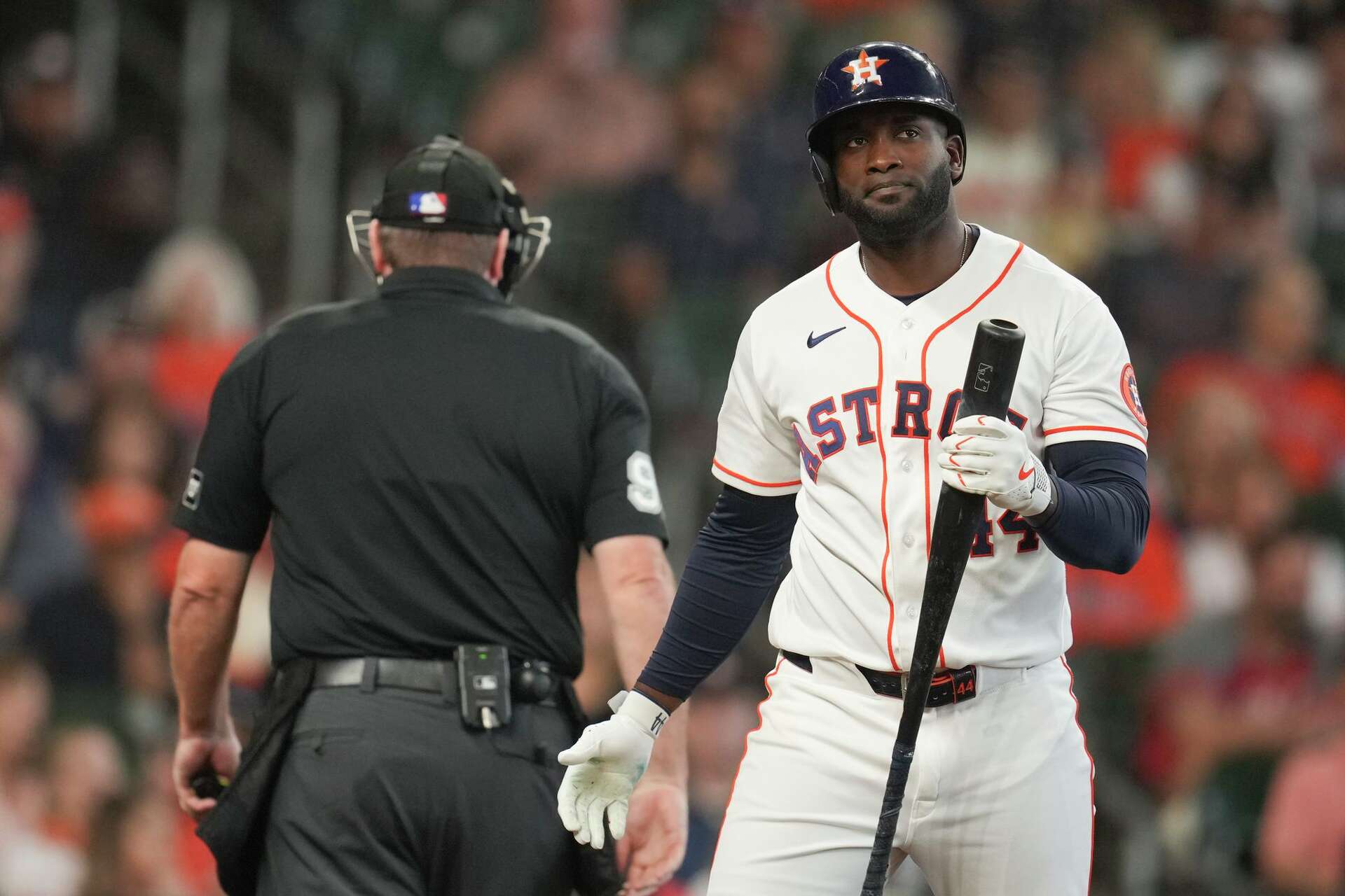 Houston Astros' Yordan Alvarez hits the roof at Daikin Park