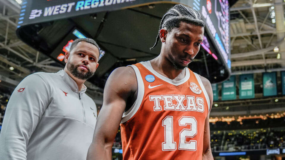 Texas Longhorns guard Tramon Mark (12) heads to the locker room after Texas' 79-77 loss to the Purdue Boilermarkers in the Sweet 16 round of the NCAA Basketball Tournament at the SAP Center in San Jose, California, March 26, 2026.