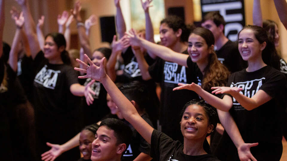 High School for the Performing and Visual Arts students perform at the Wortham Theater Center during the Theater District Open House on Sunday, Aug. 25, 2019, in Houston.