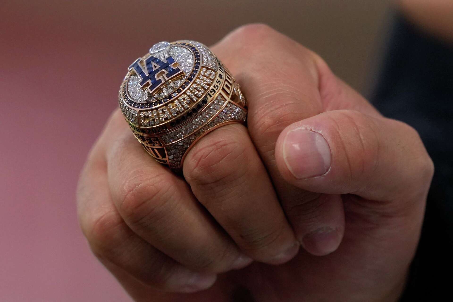Put a ring on it: Dodgers receive glittering World Series jewelry to mark back-to-back titles
