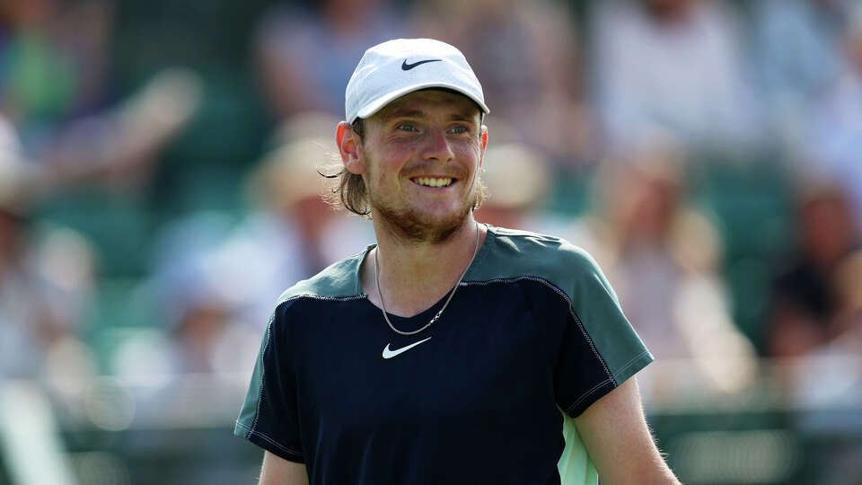 Jack Pinnington Jones, the former TCU star, won in the first ATP Tour qualifying match held on the Stadium Court at River Oaks Country Club.