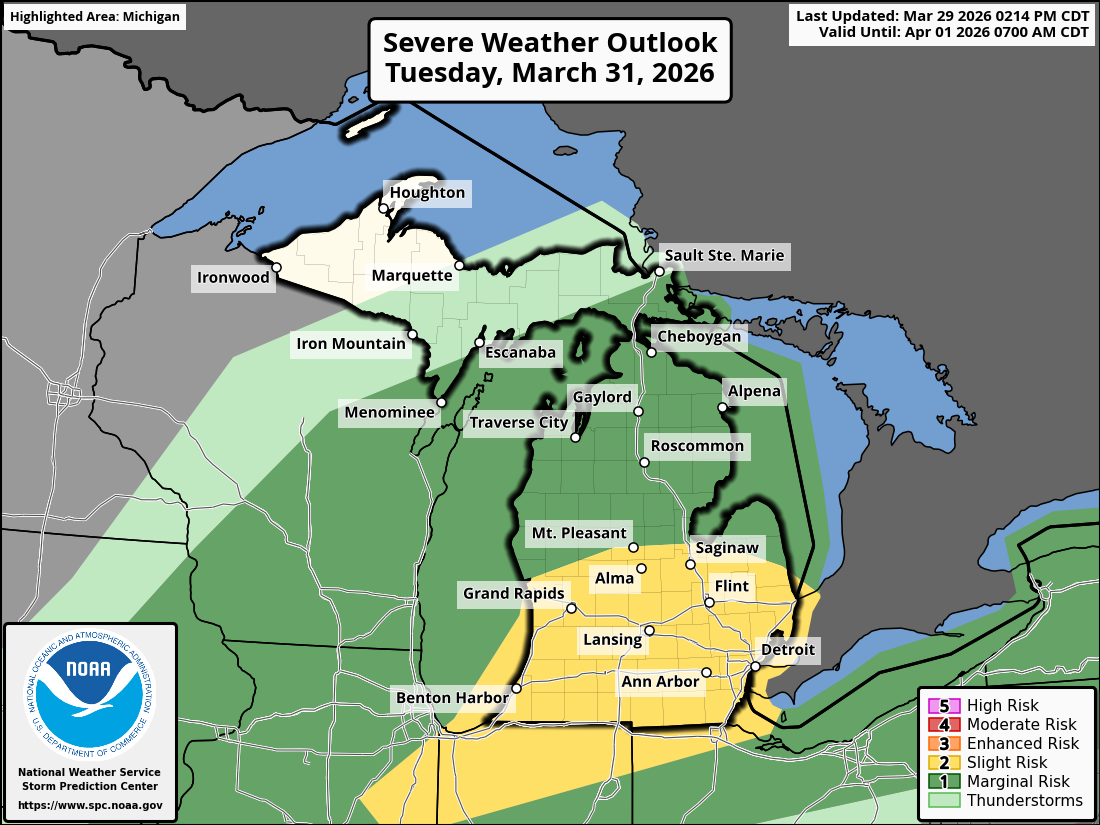 Two days of strong to severe storms likely in Michigan begins Monday