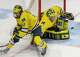 Michigan goalie Jack Ivankovic with a save against Minnesota Duluth during the NCAA Regional Championship game at MVP Arena in Albany, NY on Sunday, March 29, 2026.